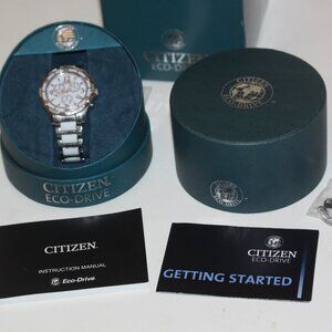 Citizen Eco-Drive Diamonds MOP Dial White Ceramic Ladies Watch FB1230-5A